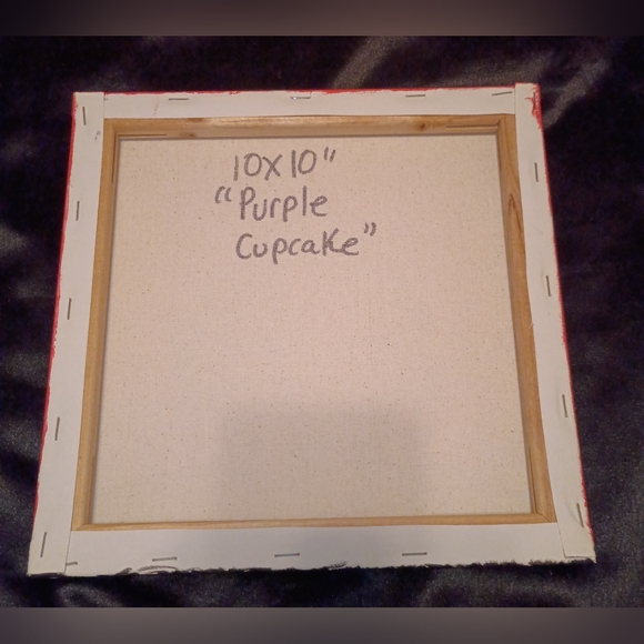 Handpainted Cupcake With Heart Acrylic Painting On Canvas Wall Decor - Picture 3 of 3